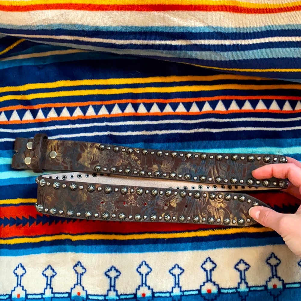 3D Belt Company Metallic Brown Floral Belt